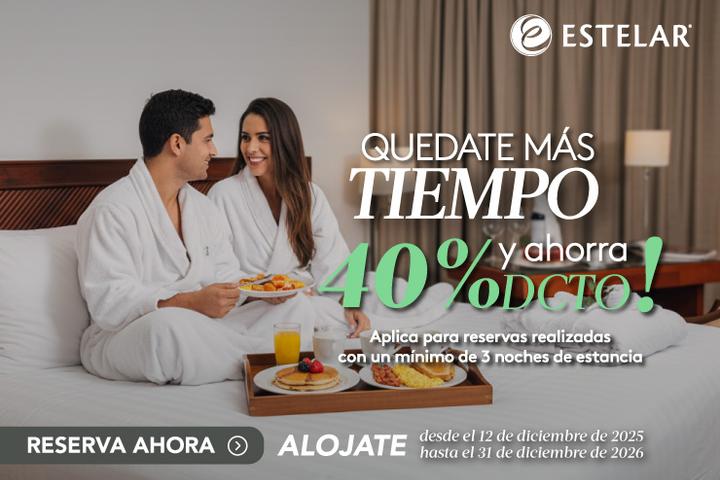 QUÉDATE MÁS TIEMPO Y DISFRUTA DE UN 40% DE DCTO 🛫🧳 ESTELAR Miraflores Perú - Lima QUÉDATE MÁS TIEMPO Y DISFRUTA DE UN 40% DE DCTO 🛫🧳 ESTELAR Miraflores Perú - Lima